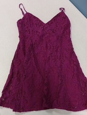 Lulu's Magenta Lace Lined Dress
